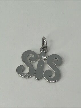 Vtg Sterling Silver Sis Sister Script Word 925 Charm